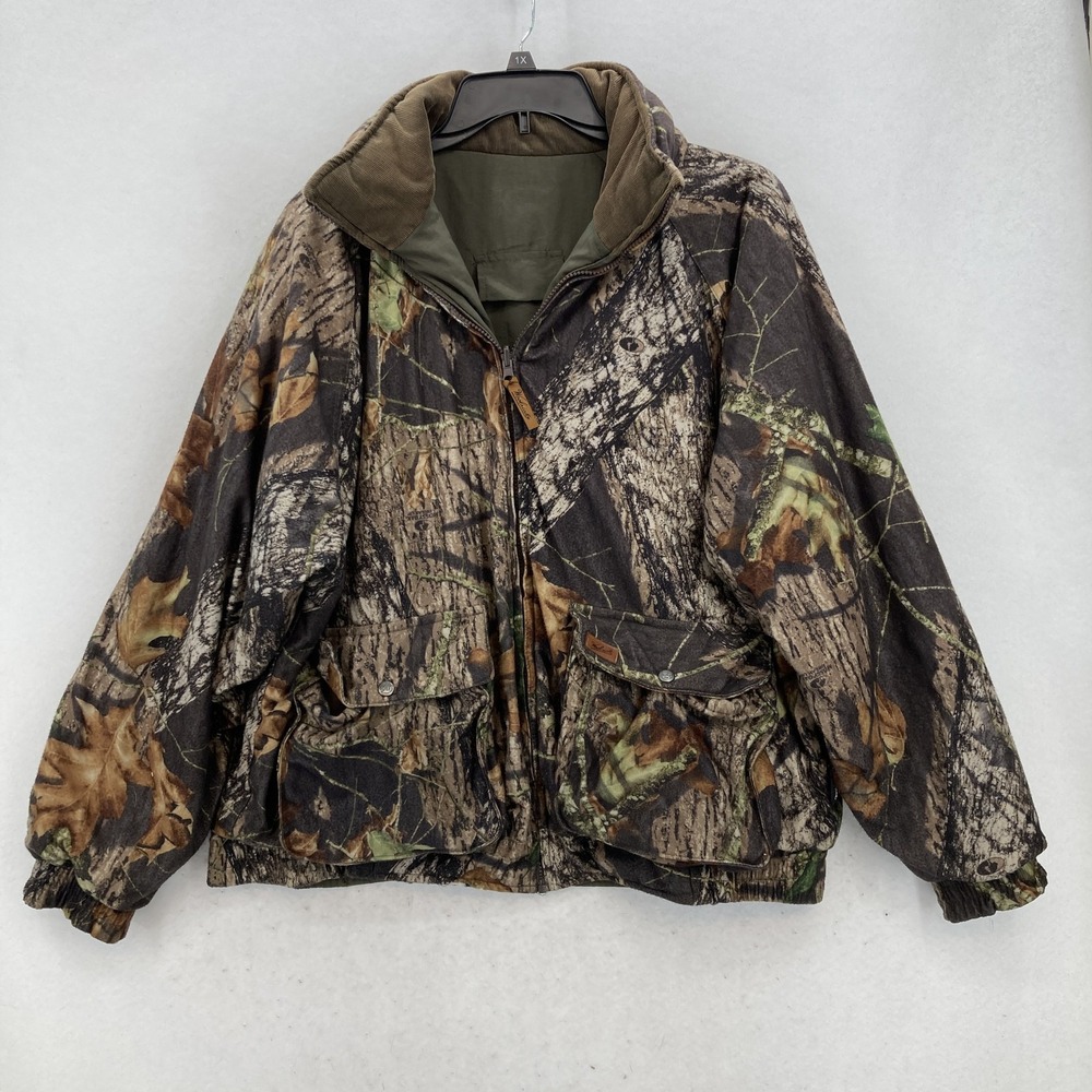 Woolrich Jacket Mens XL Camouflage Green Reversible Hooded Outdoor Parka Hunting